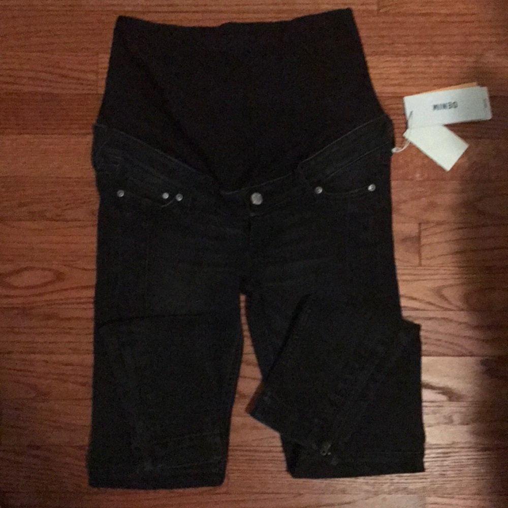 Maternity skinny ankle high rib jeans